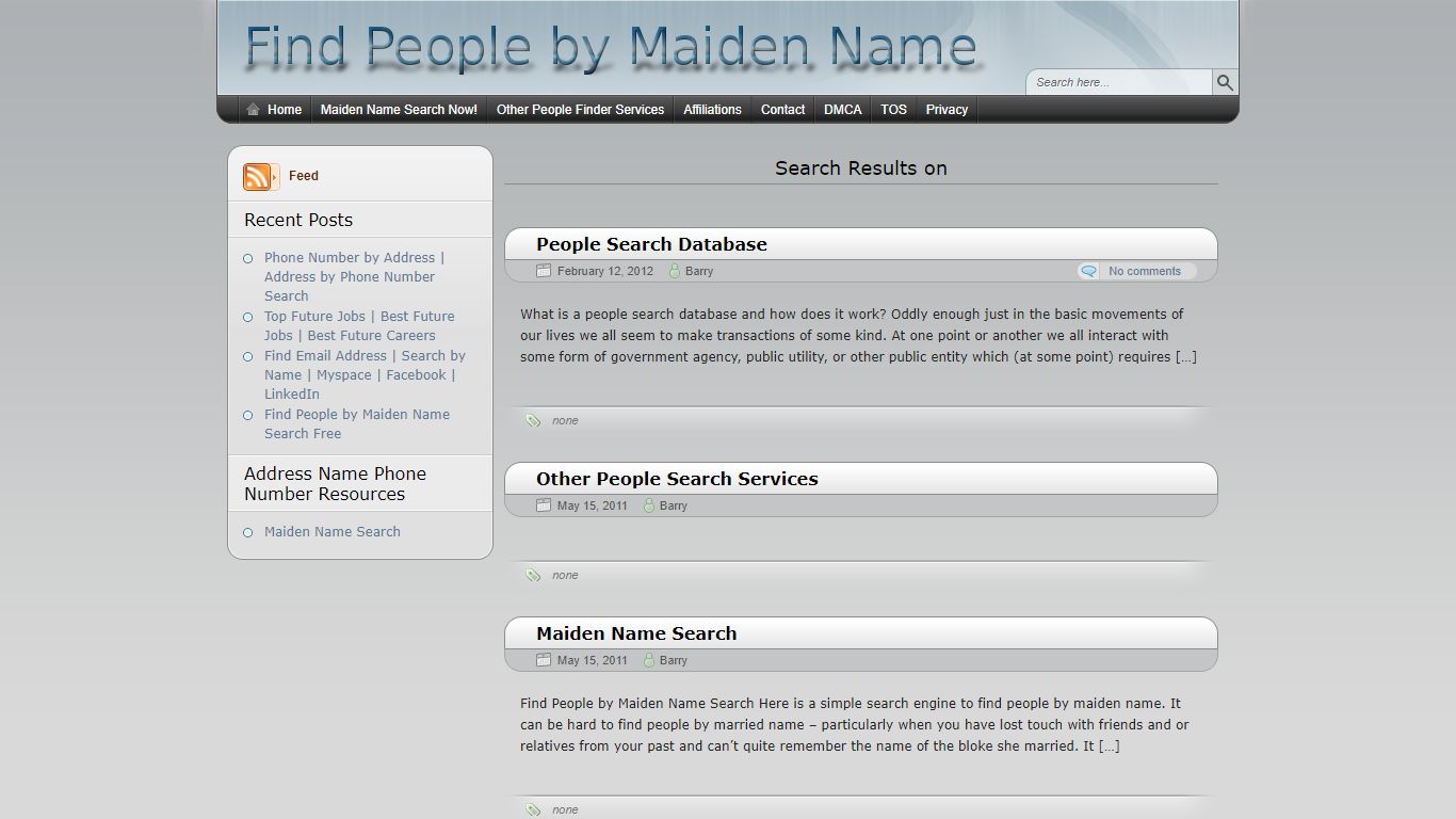 Search Results: - Find People by Maiden Name Search Free